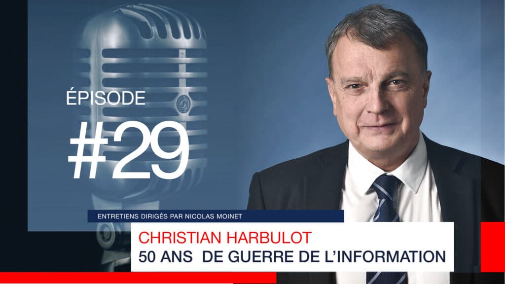 Photographie de Christian Harbulot. Sous-titre: 50 ans de guerre de l'information